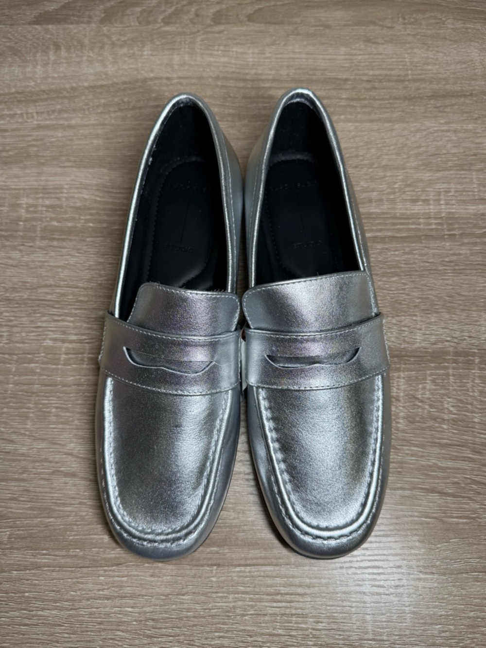 NWT Black Suede Studio Silver Loafers